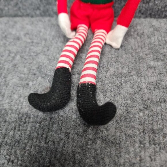 Felt Christmas ELF Hanging Ornament Pixie Knee Shelf Sitter Red White Stripes‎ - Picture 2 of 8